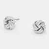 Fashnzfab Textured Metal Love Knot Stud Earrings - Rhodium In Metallic