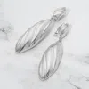 Fashnzfab Textured Metal Marquise Drop Dangle Clip On Earrings In Metallic