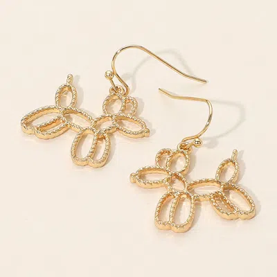 Fashnzfab Textured Metal Open Balloon Dog Dangle Earrings In Gold