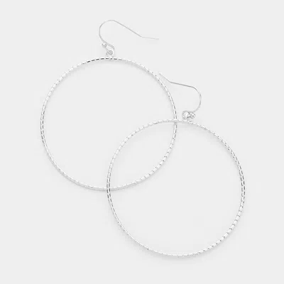 Fashnzfab Textured Metal Open Circle Earrings - Rhodium In Multi