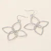 Fashnzfab Textured Metal Open Flower Petal Dangle Earrings In Metallic