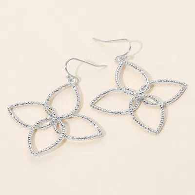 Fashnzfab Textured Metal Open Flower Petal Dangle Earrings In Metallic