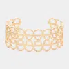Fashnzfab Textured Metal Open Oval Cuff Bracelet Worn Gold In Gold