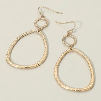Fashnzfab Textured Metal Organic Open Oval Link Drop Earrings In Gold