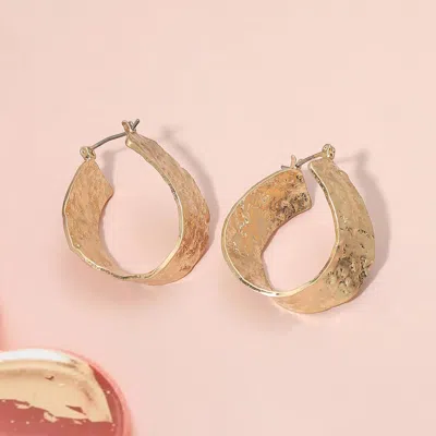 Fashnzfab Textured Metal Organic Shaped Open Oval Pin Catch Hoop Earrings In Silver