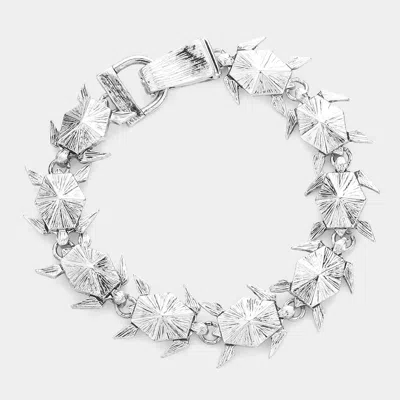 Fashnzfab Textured Metal Origami Turtle Link Magnetic Bracelet Antique Silver