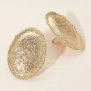 Fashnzfab Textured Metal Oval Clip On Earrings 1.3" X 1.75" In Gold