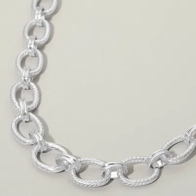 Fashnzfab Textured Metal Oval Link Chain Necklace In Multi