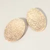Fashnzfab Textured Metal Oval Plate Earrings - Gold In Gold