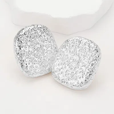 Fashnzfab Textured Metal Pebble Clip On Earrings In Metallic
