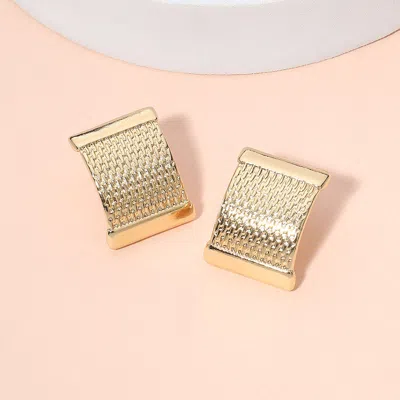 Fashnzfab Textured Metal Plate Earrings - Gold