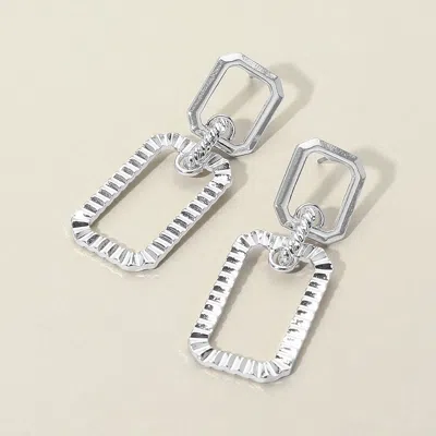 Fashnzfab Textured Metal Rectangle Door Knocker Earrings In Silver