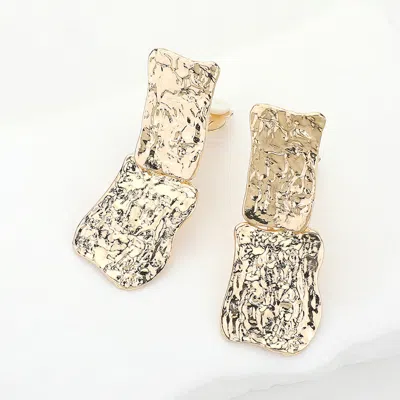 Fashnzfab Textured Metal Rectangle Link Clip On Earrings In Brown