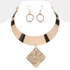 Fashnzfab Textured Metal Rhombus Pendant Pointed Necklace In Gold