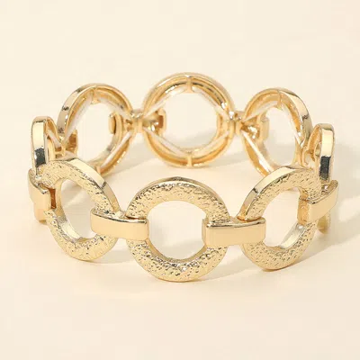 Fashnzfab Textured Metal Ring Link Stretch Bracelet In Silver