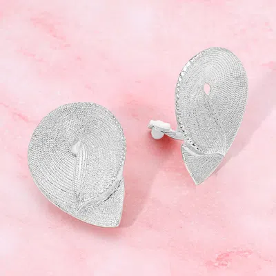 Fashnzfab Textured Metal Sculpted Swirl Clip On Earrings In Silver