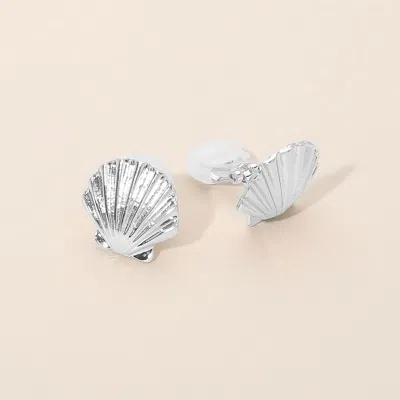 Fashnzfab Textured Metal Seashell Clip On Earrings In Metallic