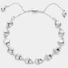 Fashnzfab Textured Metal Shell Link Adjustable Pull Tie Bracelet - Silver In Brown
