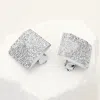 Fashnzfab Textured Metal Square Clip On Earrings In Metallic