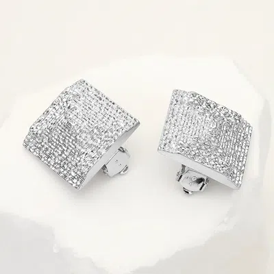 Fashnzfab Textured Metal Square Clip On Earrings In Metallic