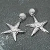 Fashnzfab Textured Metal Starfish Dangle Earrings - Silver In Gold