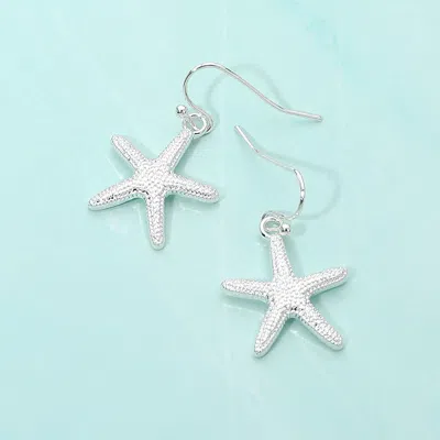 Fashnzfab Textured Metal Starfish Dangle Earrings In Green