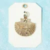 Fashnzfab Textured Metal Starfish Embossed Seashell Pendant - Gold In Gold
