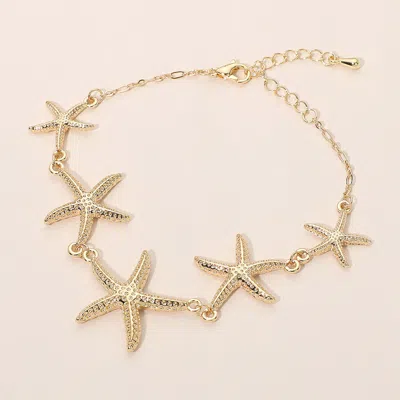 Fashnzfab Textured Metal Starfish Link Bracelet In Gold