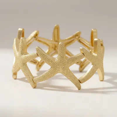 Fashnzfab Textured Metal Starfish Stretch Bracelet In Gold