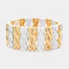 Fashnzfab Textured Metal Stretch Bracelet Worn Gold, Worn Silver In Multi