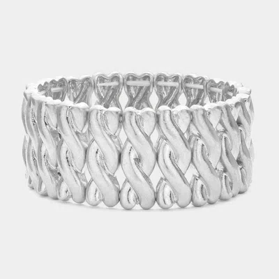 Fashnzfab Textured Metal Stretch Bracelet Worn Silver In Multi