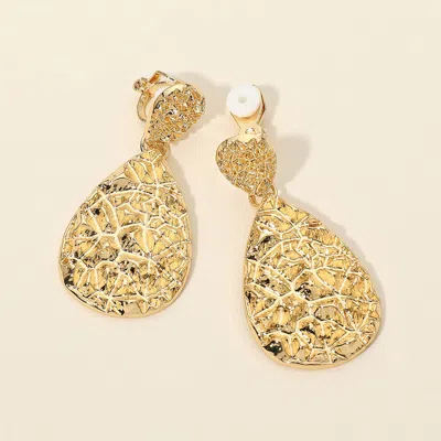 Fashnzfab Textured Metal Teardrop Clip On Earrings In Gold