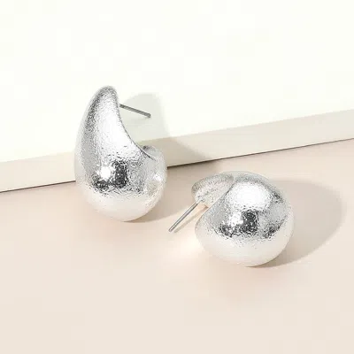 Fashnzfab Textured Metal Teardrop Earrings In Silver