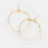 Fashnzfab Textured Metal Triple Wire Open Circle Dangle Earrings - Gold, Rhodium In Multi