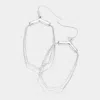 Fashnzfab Textured Metal Triple Wire Open Hexagon Dangle Earrings - Rhodium In Metallic