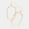 Fashnzfab Textured Metal Triple Wire Open Hexagon Dangle Earrings In Multi