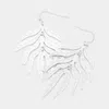 Fashnzfab Textured Metal Tropical Leaf Dangle Earrings - Matte Silver In White