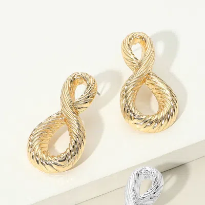 Fashnzfab Textured Metal Twisted Loop Earrings - Gold