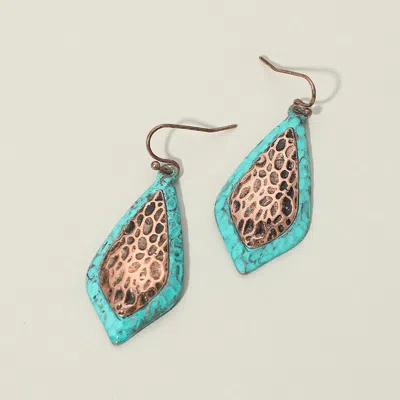 Fashnzfab Textured Metal Two Tone Filigree Teardrop Drop Earrings In Blue