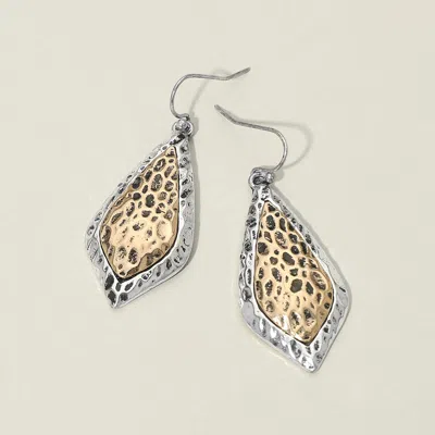 Fashnzfab Textured Metal Two Tone Filigree Teardrop Drop Earrings In Multi