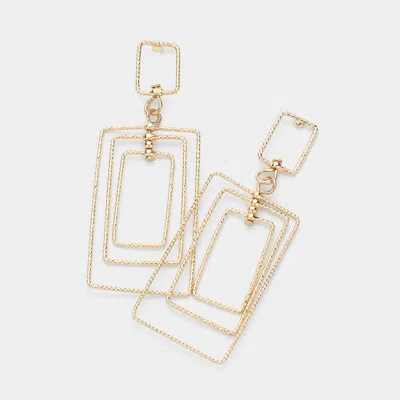 Fashnzfab Textured Metal Wire Multi Rectangle Dangle Earrings In Gold