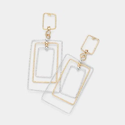 Fashnzfab Textured Metal Wire Multi Rectangle Dangle Earrings In Metallic
