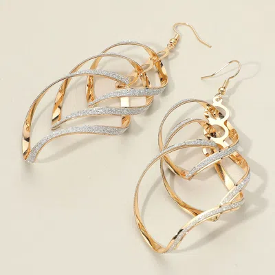 Fashnzfab Textured Metallic Abstract Swirl Metal Dangle Earrings - Gold