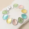 Fashnzfab Textured Multi Colored Sea Glass Dome Magnetic Bracelet Multi, Silver In Multi