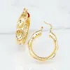 Fashnzfab Textured Open Circle Hook Pin Catch Earrings In Gold