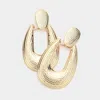 Fashnzfab Textured Open Metal Dangle Earrings - Gold In Gold