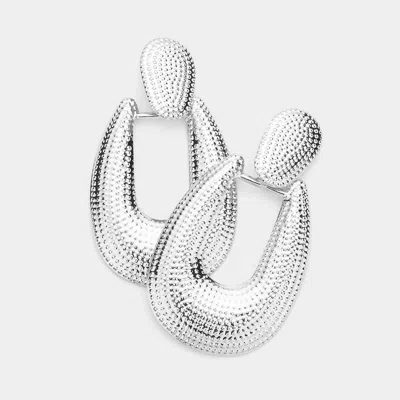 Fashnzfab Textured Open Metal Dangle Earrings In Multi