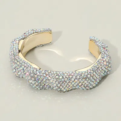 Fashnzfab Textured Rhinestone Evening Cuff Bracelet Ab In Multi