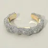 Fashnzfab Textured Rhinestone Evening Cuff Bracelet Clear In Multi