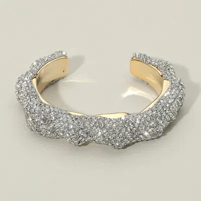 Fashnzfab Textured Rhinestone Evening Cuff Bracelet Clear In Multi